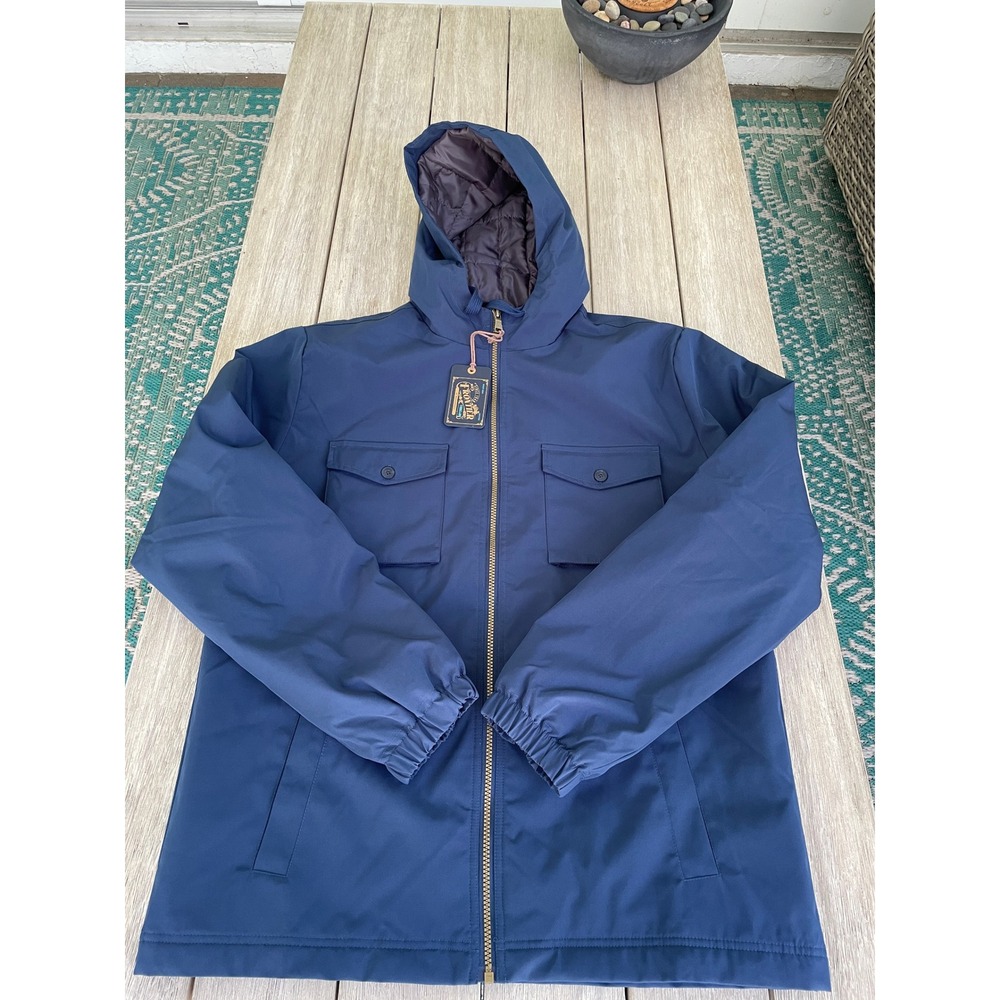 Frontier Threads Weatherproof Mens Navy Blue Quilted Hooded Jacket Large
